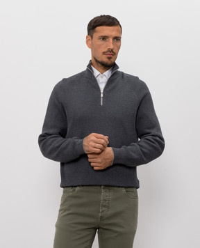 Brunello Cucinelli Сірий джемпер в рубчик M29400104