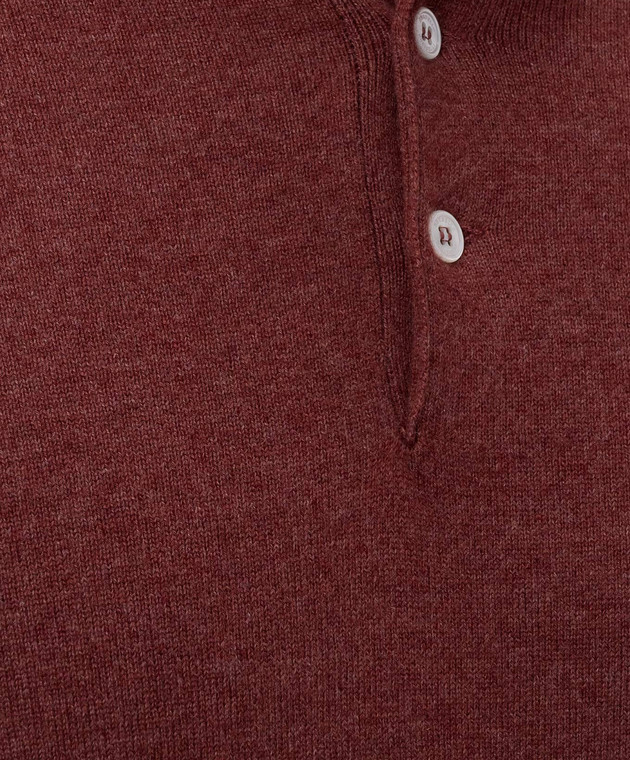 Brunello Cucinelli Бордове поло з кашеміру M2200295 зображення 5