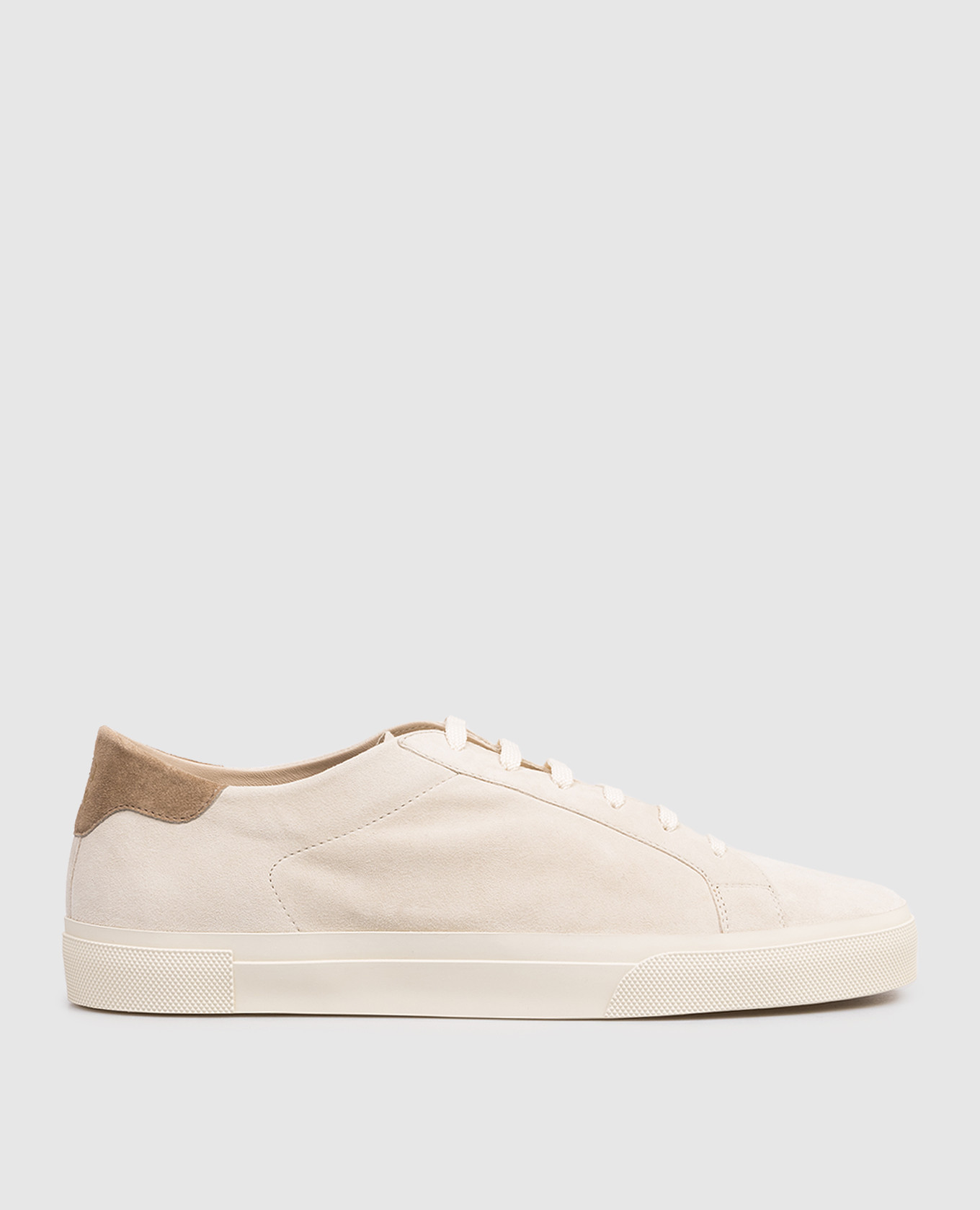 Бежевые замшевые кеды с принтом логотипа