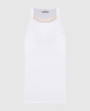 Peserico Белый топ с шелком в рубчик A08624J05669A