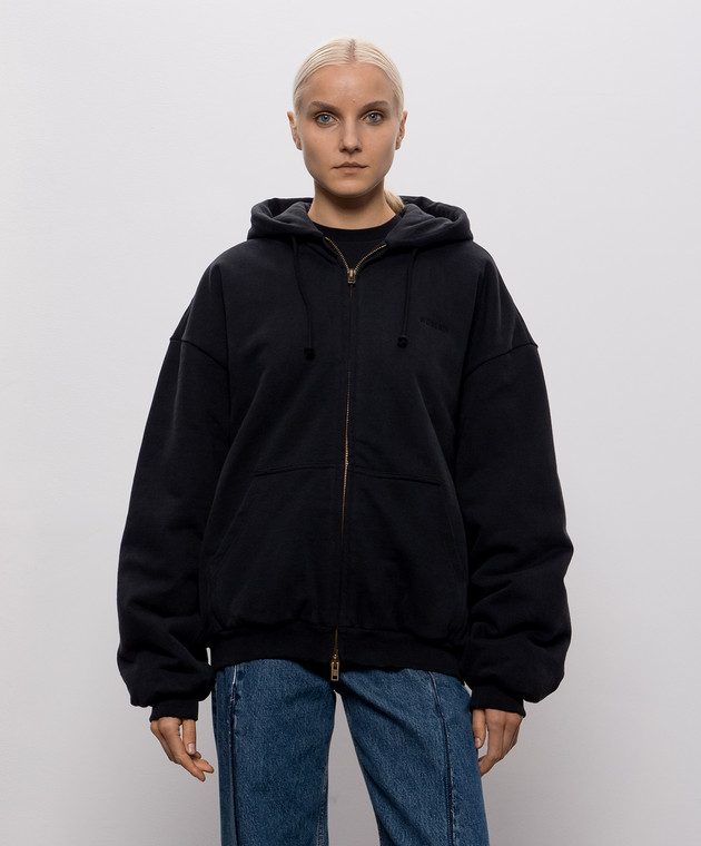 Vetements Чорна спортивна куртка з вишивкою логотипа MH27BJ170Bw зображення 3
