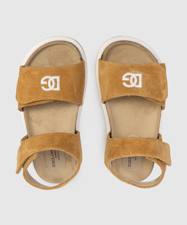 Dolce&Gabbana Детские коричневые замшевые сандалии DL0094AW871 изображение 4