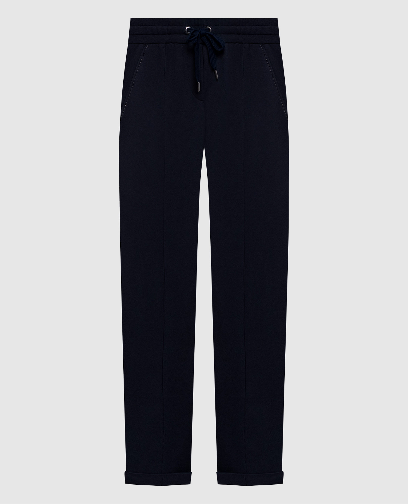 Синие спортивные брюки с отворотами