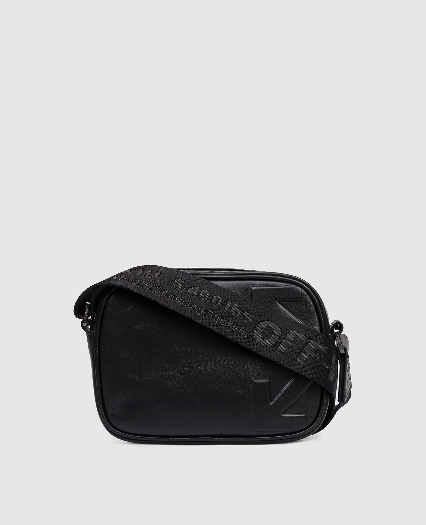 

Черная кожаная сумка с тиснением логотипа, Черный, Маленькие сумки