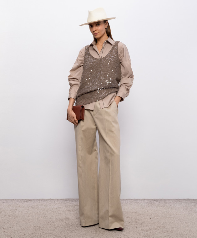 Brunello Cucinelli Бежеві штани ML120P9064 зображення 2