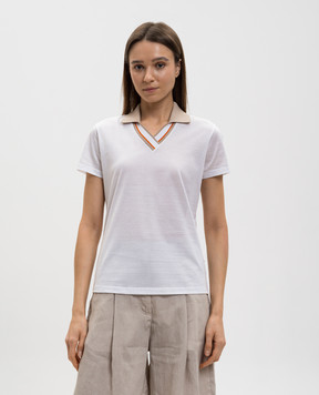 MooRER Біле поло ESKER з контрастним коміром ESKERJCG