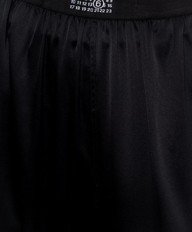 Maison Margiela MM6 Черные брюки с шелком в пижамном стиле MJH220050 изображение 5