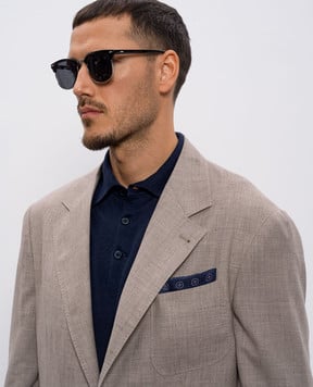 Brunello Cucinelli Синий двухсторонний платок-паше из шелка в узор MX8670091