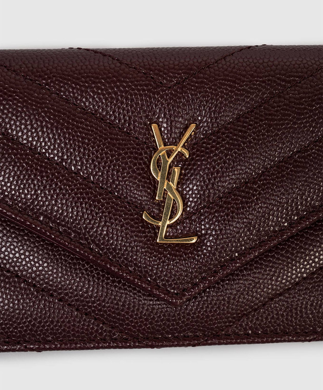 Saint Laurent Бордовый кожаный портмоне с простежкой 843888AAGY5 изображение 3