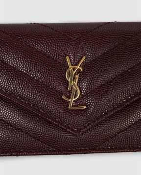 Saint Laurent Бордове шкіряне портмоне з простібкою 843888AAGY5