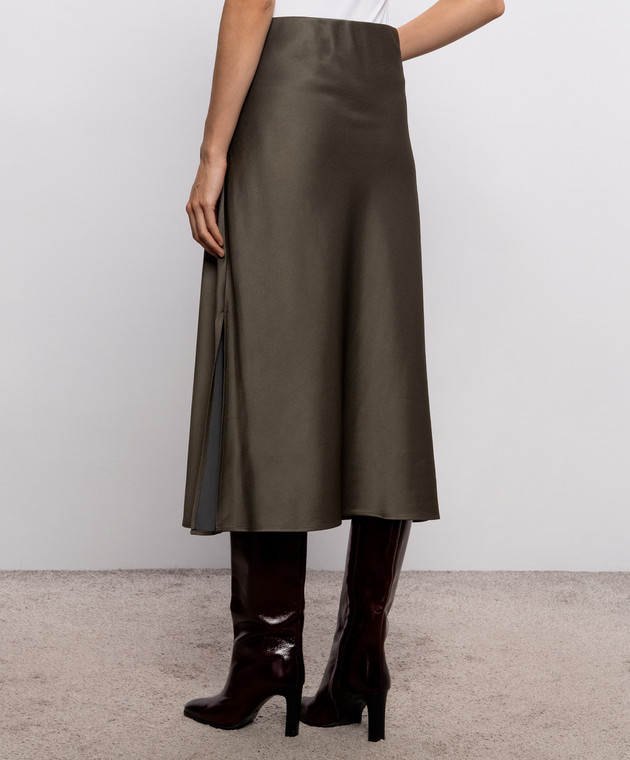 Brunello Cucinelli Юбка цвета хаки с разрезом M0H38G3414 изображение 4