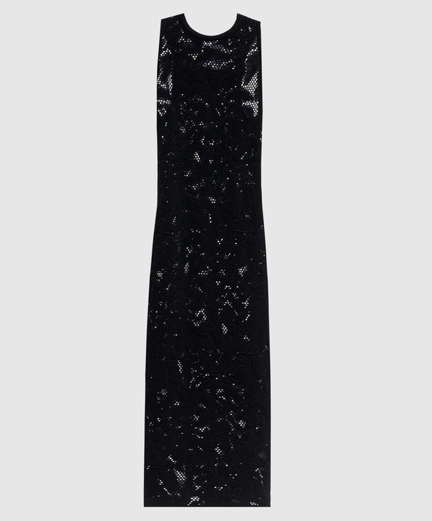 Givenchy Чорна ажурна сукня з вишивкою логотипа BW230F4ZUX