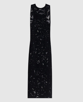 Givenchy Чорна ажурна сукня з вишивкою логотипа BW230F4ZUX