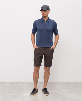 Enrico Mandelli Синее поло из шелка 3K065A5674