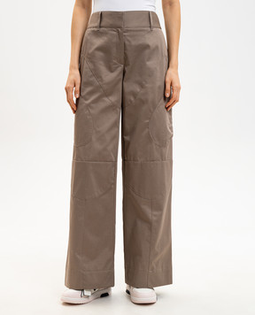 Off-White Коричневі штани з нашивкою логотипа 2CF029S26FAB001