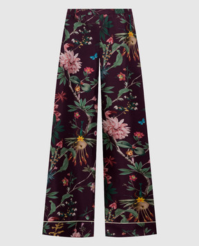 La DoubleJ Бордовые брюки из шелка в пижамном стиле TRO0116SIL001ZOF02