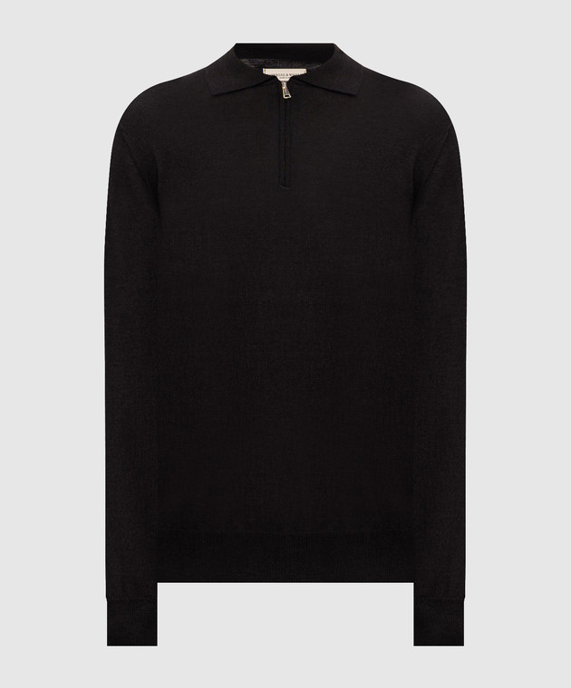 Cashmere&Whiskey Черное поло из шерсти, шелка и кашемира 474Z