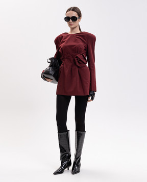Magda Butrym Бордова сукня міні з шовком з акцентними плечима DRESS41257926