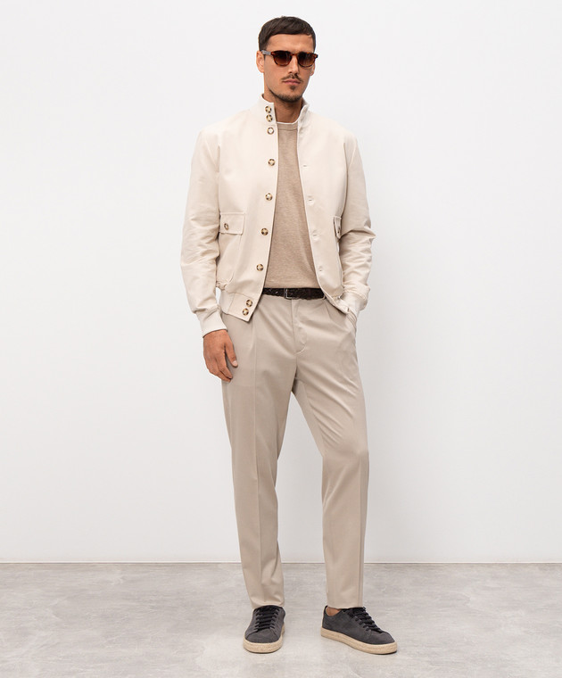 Pini Parma Бежева футболка з контрастним окантуванням TSHITAU зображення 2