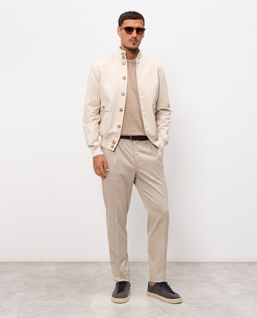 Pini Parma Бежева футболка з контрастним окантуванням TSHITAU