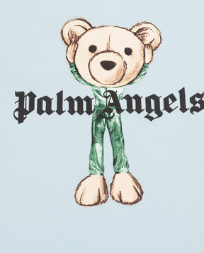 Palm Angels Дитяча блакитна футболка з принтом PBAA002S26JER004
