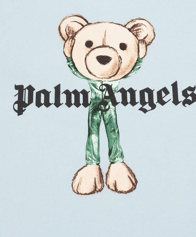 Palm Angels Дитяча блакитна футболка з принтом PBAA002S26JER004 зображення 3