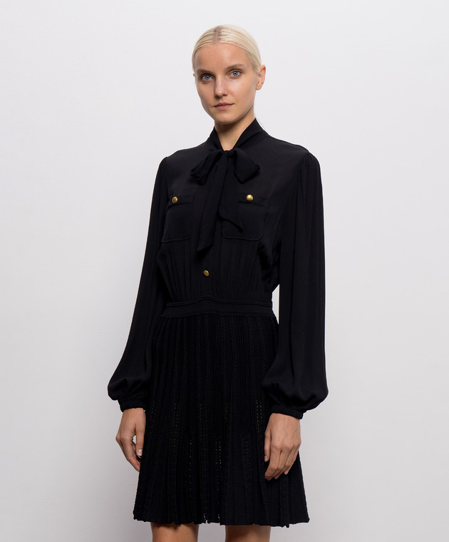 Twinset Черное платье-рубашка с фактурным узором 262TP3081 изображение 3