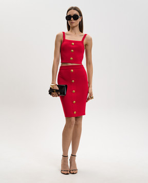 Balmain Красный топ с брендовыми заклепками GF1AA415KJ43