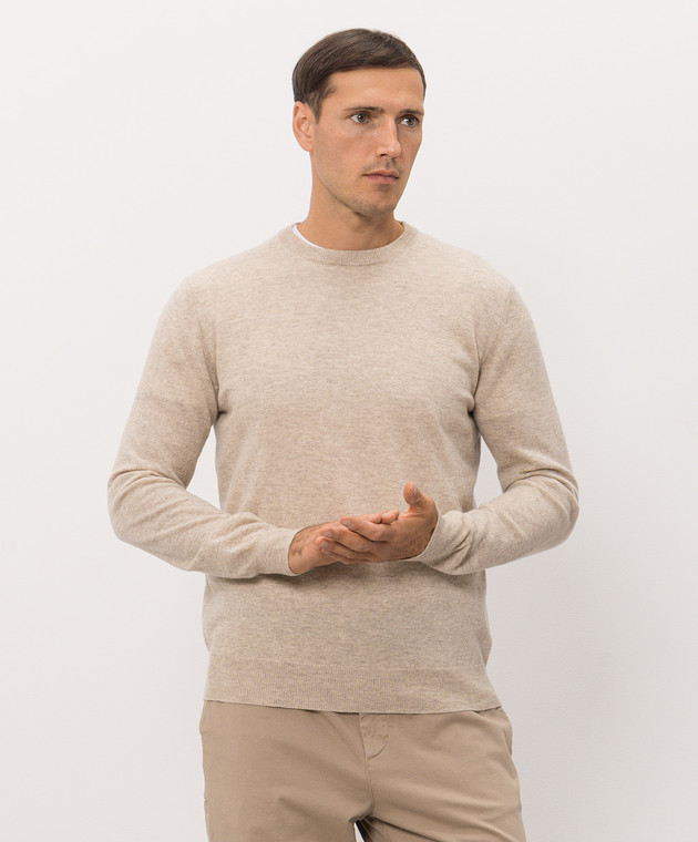 Cashmere&Whiskey Бежевий меланжевий джемпер з кашеміру MU7791312525R зображення 3