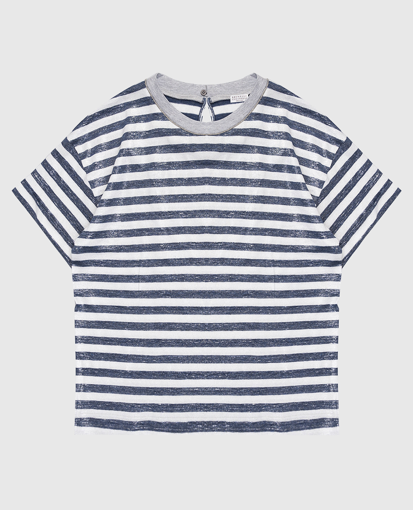 

Детская футболка в полоску с цепочкой мониль, Серый, Футболки