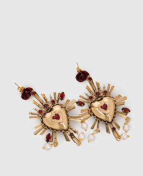 CelesteG Золотые серьги в форме сердца с бусами 2224