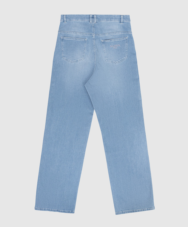Balmain Дитячі блакитні джинси з вишивкою логотпа BY6Q50Z36641214 зображення 2