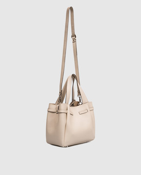 Gianni Notaro Бежева шкіряна сумка-тоут Dollaro 223DOLLARONIKEL