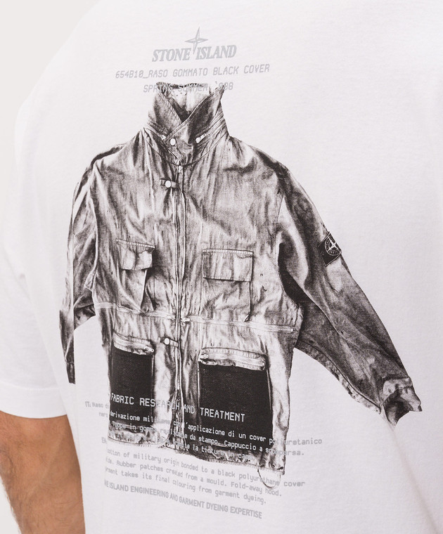 Stone Island Белая футболка с принтом ARCHIVIO L2S152100033S0091 изображение 5