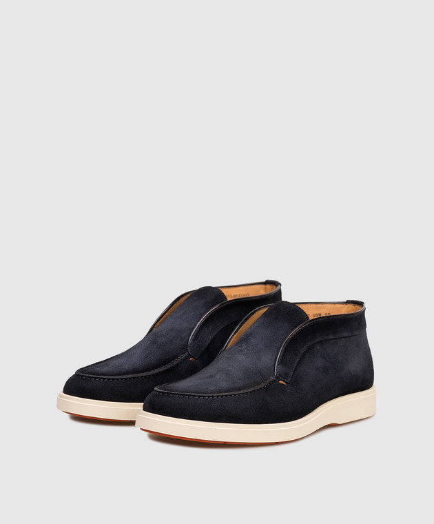 Santoni Синие замшевые дезерты с фактурным логотипом MGDG17823TICBGEX изображение 2