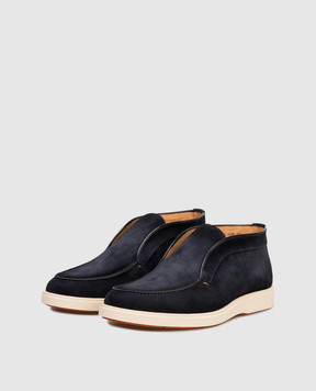 Santoni Синие замшевые дезерты с фактурным логотипом MGDG17823TICBGEX