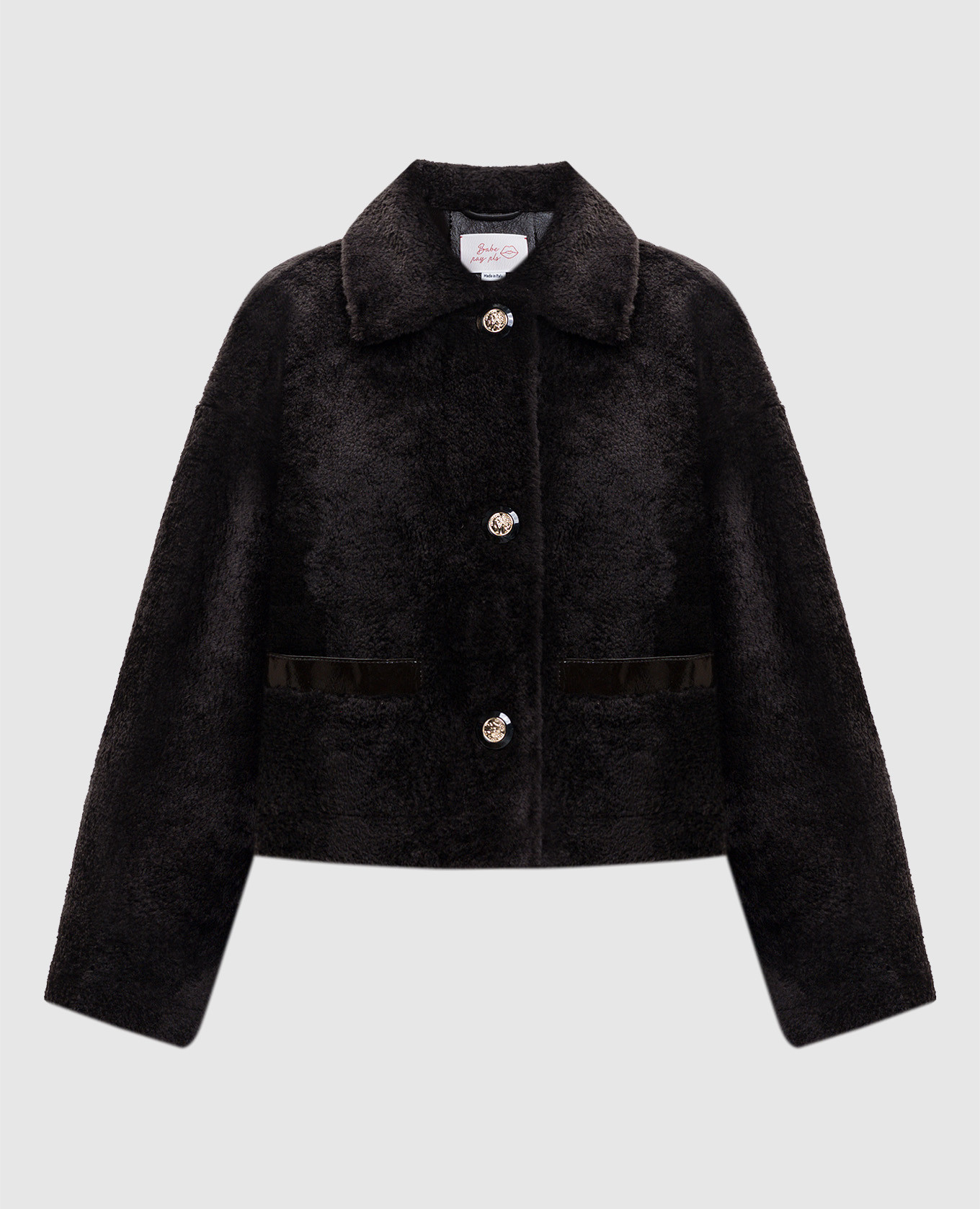 Коричневая укороченная дубленка