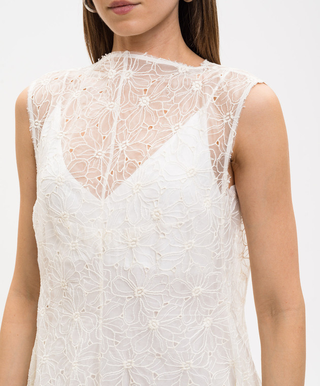 Marc Le Bihan Сукня з шовком з квітковою вишивкою кольору айворі 2166 зображення 5