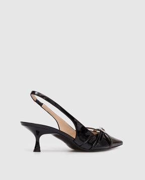 Stuart Weitzman Чорні шкіряні лаковані слінгбеки Georgie SM977