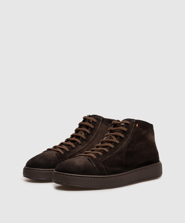 Santoni Темно-коричневые замшевые хайтопы MBCD22141SMOKAOL изображение 2