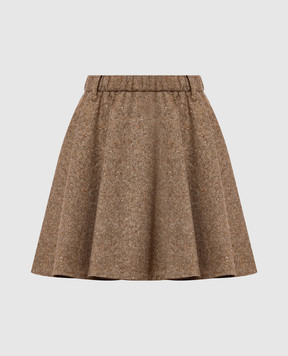 Brunello Cucinelli Коричневая юбка мини с шерстью MD002G4103