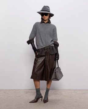 Brunello Cucinelli Коричневые кожаные бермуды с цепочкой мониль MPBURP9306