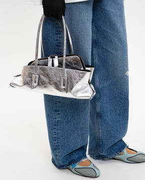 The Attico Серебристая кожаная сумка-тоут La Passeggiata 250WAH00058LBT070AA