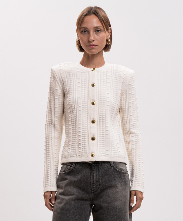 Twinset Кардиган цвета айвори с фактурным узором 262TP3101 изображение 3