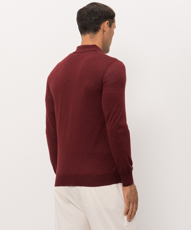 Bertolo Cashmere Бордовое поло из шерсти и шелка с молнией 90083700000658 изображение 4