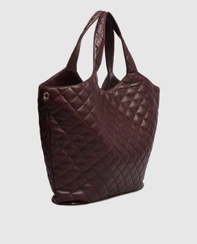 Saint Laurent Бордовая кожаная стеганная сумка-тоут ICARE 698651AAANG