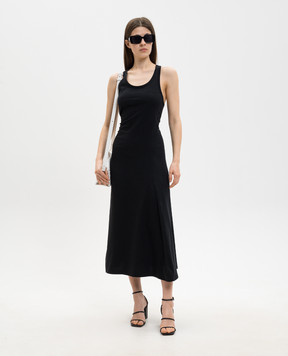 Alexander McQueen Черное платье с вышивкой логотипа 863591QLAEZ