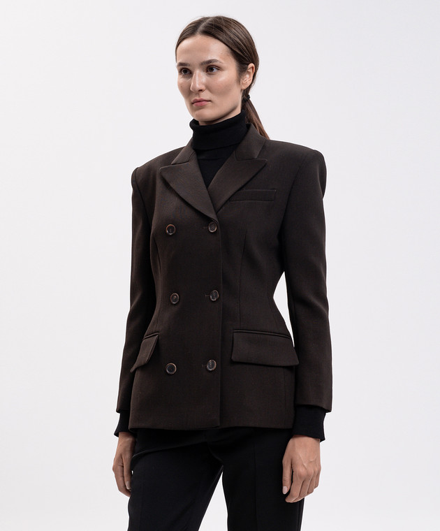 Magda Butrym Коричневий двобортний жакет з вовни BLAZER01108926 зображення 3