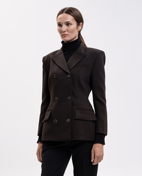 Magda Butrym Коричневий двобортний жакет з вовни BLAZER01108926