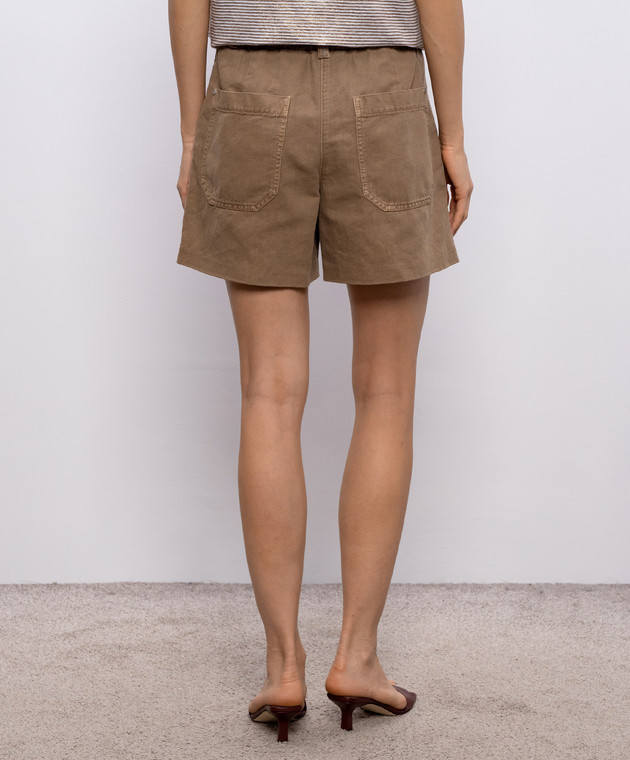 Brunello Cucinelli Коричневі джинсові шорти з льоном з ланцюжком моніль ML996P5761 зображення 4